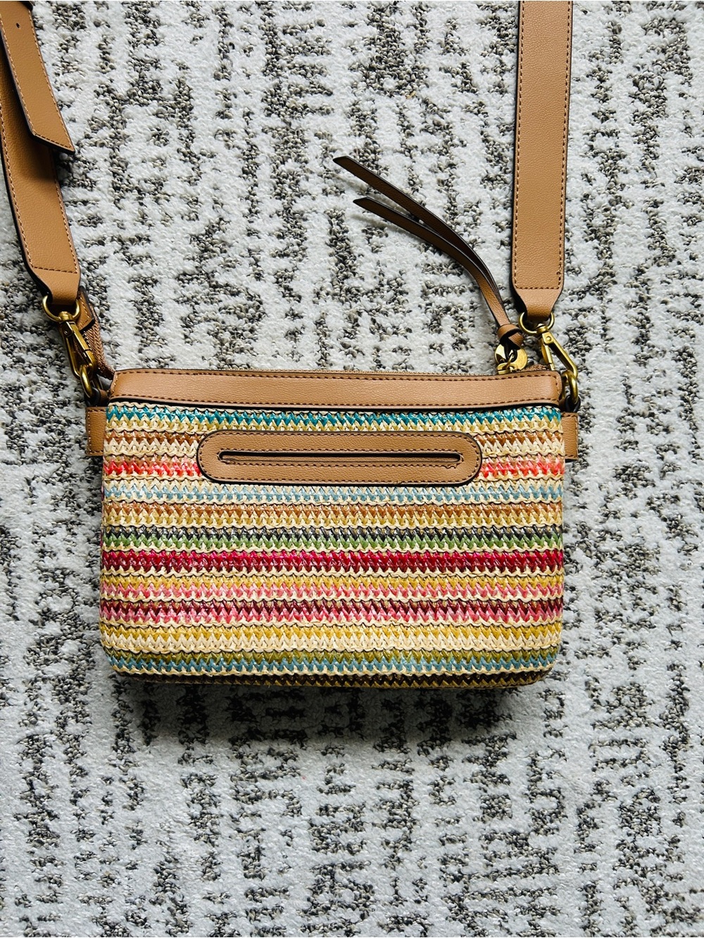 Style & Co. Rainbow Woven Straw Crossbody Bag NWOT - Picture 3 of 14